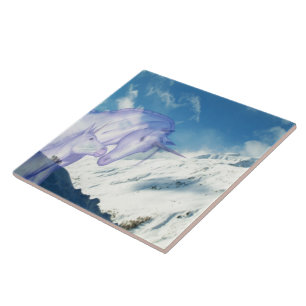Snowy Mountain Unicorn Peaceful Bond Tile