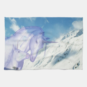 Snowy Mountain Unicorn Winter Fold Tea Towel