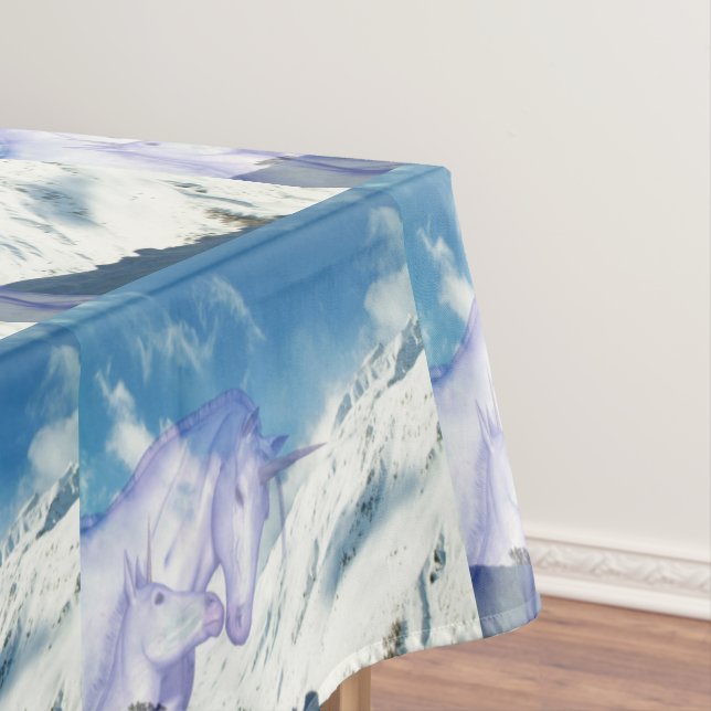 Snowy Mountain Unicorn Winter Haven Tablecloth (In Situ)