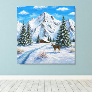 Snowy Mountain Valley Canvas Print