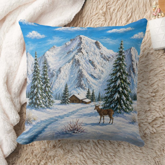 Snowy Mountain Valley Cushion (Blanket)