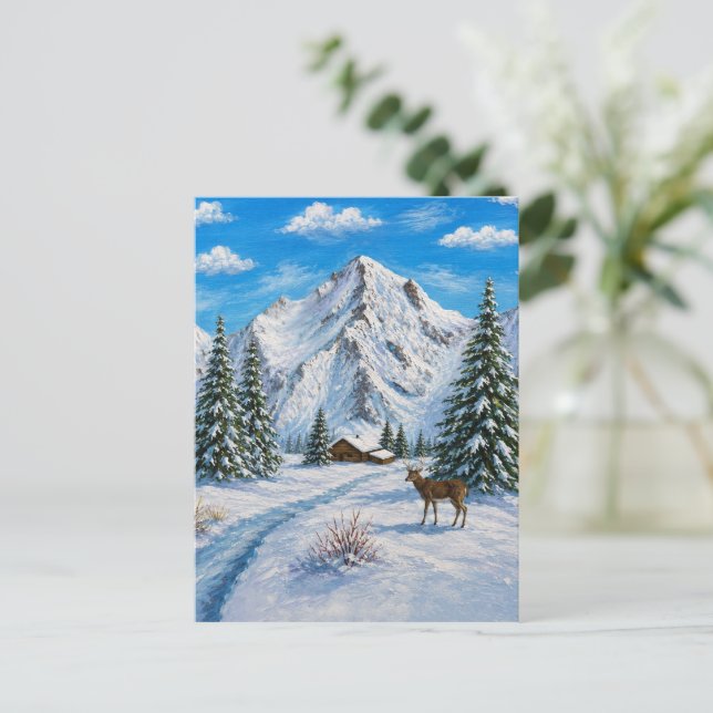 Snowy Mountain Valley Postcard (Standing Front)