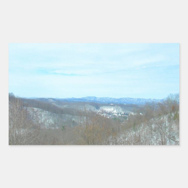 Snowy Mountain West Virginia Overlook Rectangular Sticker (Front)