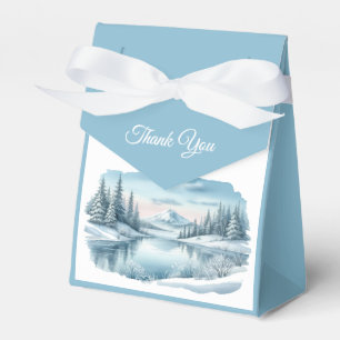Snowy Mountain Winter Lake Wedding  Favour Box