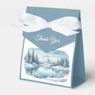 Snowy Mountain Winter Lake Wedding  Favour Box