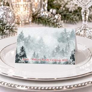Snowy Mountain Woodland Guest Seating Place Card