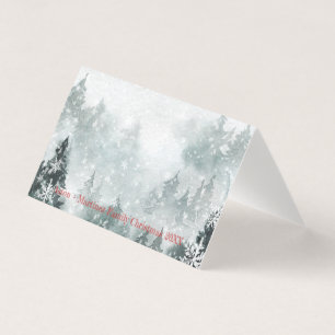 Snowy Mountain Woodland Guest Seating Place Card