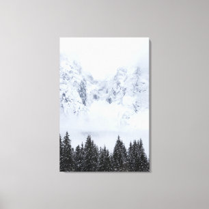 Snowy mountains and spruce forest canvas print