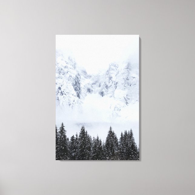 Snowy mountains and spruce forest canvas print (Front)