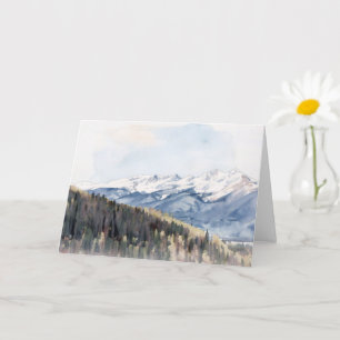 Snowy Mountains and Trees Landscape Art Card