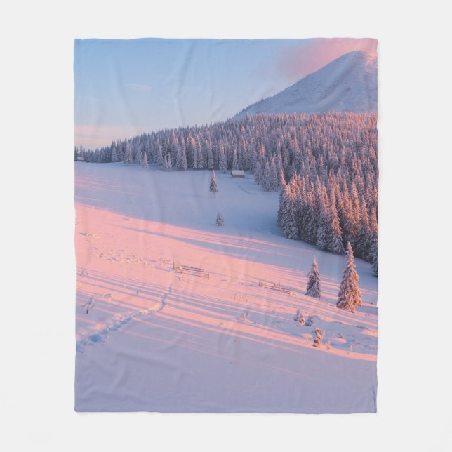 Snowy Mountains Fleece Blanket (Front)