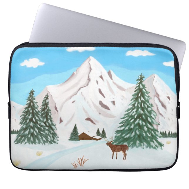 Snowy Mountains Laptop Sleeve (Front)