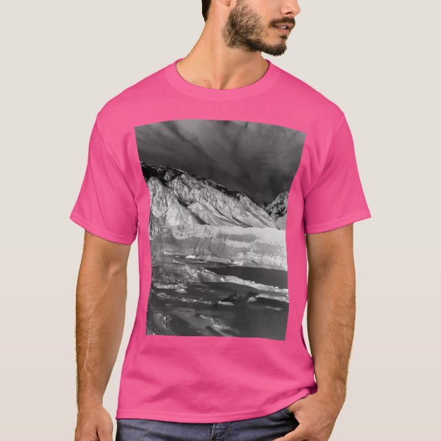 Snowy Mountains River And Awesome Nighttime Fantas T-Shirt (Front)