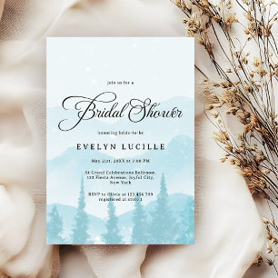 Snowy Mountains Winter Forest Bridal Shower Invitation
