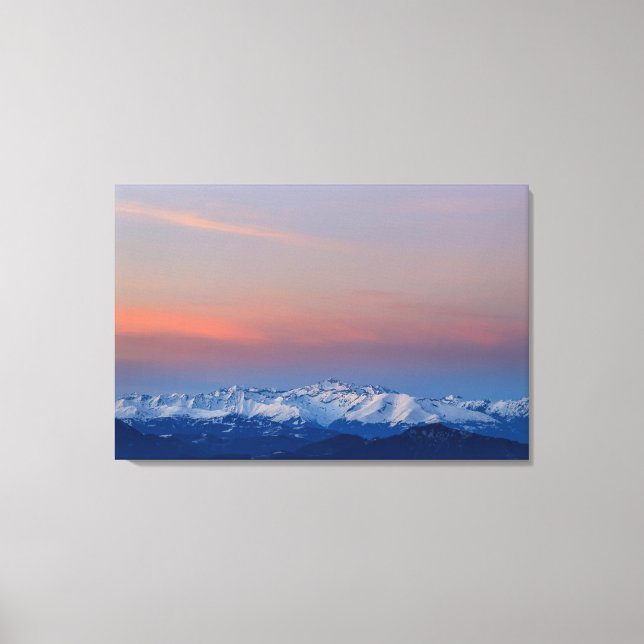 Snowy mountains with magical sky canvas print (Front)