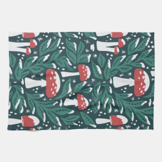 Snowy Mushroom Christmas Kitchen Towels