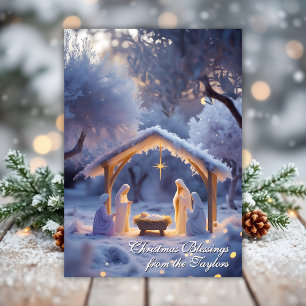 Snowy Nativity Scene Christian Holiday Christmas  Card