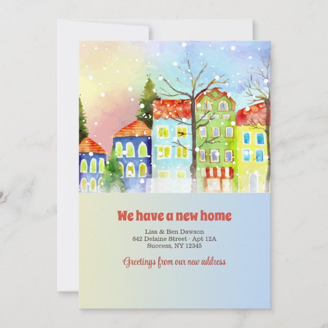 Snowy Neighbourhood Moving Announcement (Front)