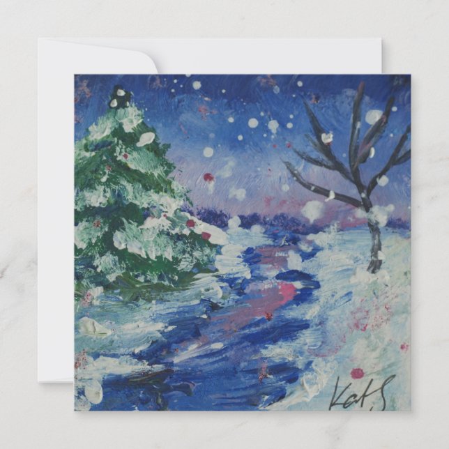 Snowy Night  Holiday Card (Front)