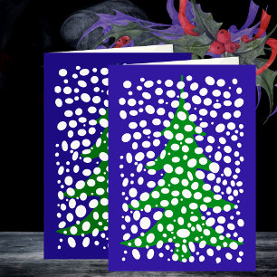 Snowy Night Purple Christmas Tree Holiday Card
