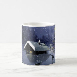 Snowy Night with House Covered in Snow Coffee Mug