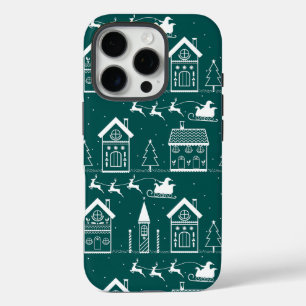 Snowy Nordic Christmas Village iPhone 16 Pro Case