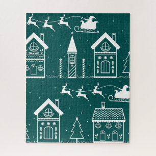 Snowy Nordic Christmas Village Jigsaw Puzzle