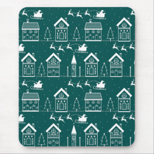 Snowy Nordic Christmas Village Mouse Mat