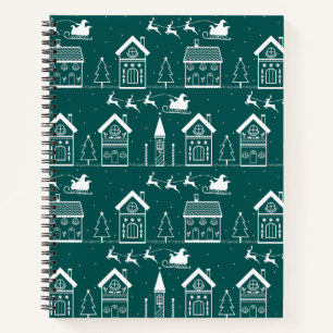 Snowy Nordic Christmas Village Notebook