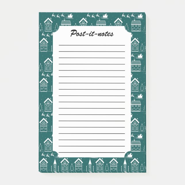 Snowy Nordic Christmas Village Post-it Notes (Front)