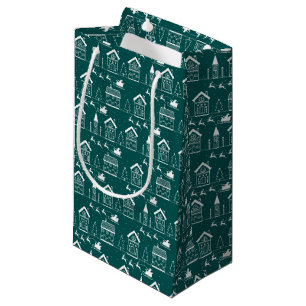 Snowy Nordic Christmas Village Small Gift Bag