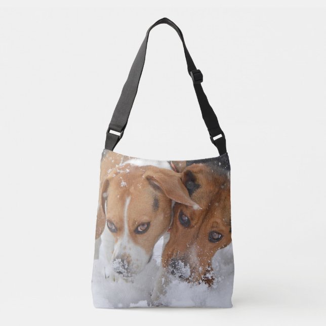 Snowy Noses Beagles Crossbody Bag (Front)