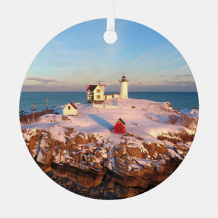Snowy Nubble Lighthouse Metal Tree Decoration