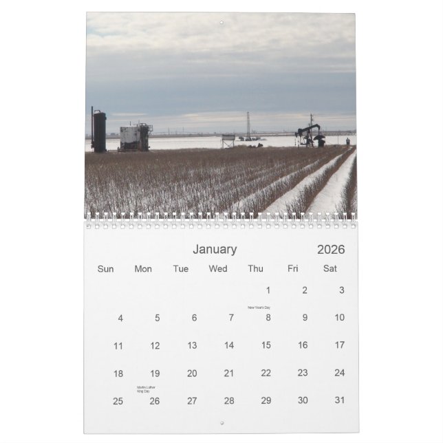 Snowy Oil Lease Wells Calendar (Jan 2026)