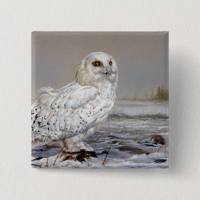 Snowy Owl 15 Cm Square Badge (Front)