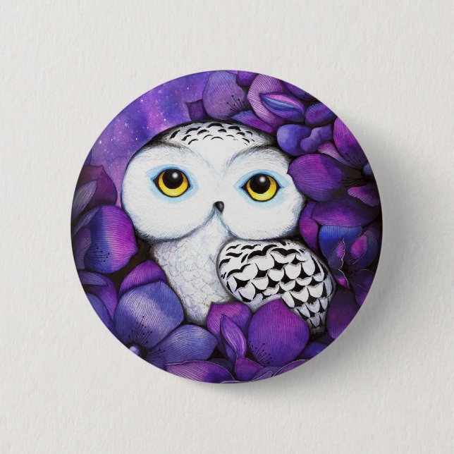 Snowy Owl 6 Cm Round Badge (Front)