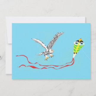 Snowy Owl and Kite Thank You Card
