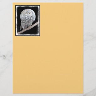 Snowy Owl and Moon Painting - Original Bird Art