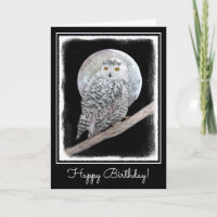Snowy Owl and Moon Painting - Original Bird Art