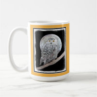 Snowy Owl and Moon Painting - Original Bird Art