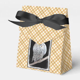 Snowy Owl and Moon Painting - Original Bird Art Favour Box