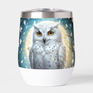 Snowy Owl And Moon With Sparkle,