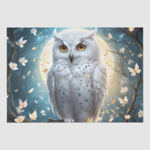 Snowy Owl And Moon With Sparkle, Tissue Paper
