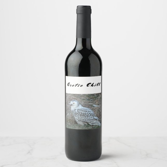 Snowy Owl Arctic Chill Chilled Style Vino vinii Wine Label (Front)