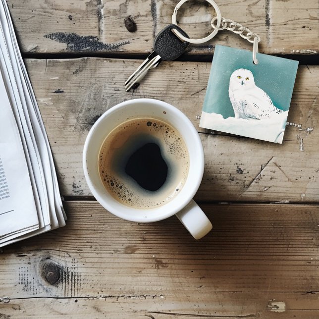 Snowy Owl Arctic Winter Sky Snow Teal Key Ring (Creator Uploaded)