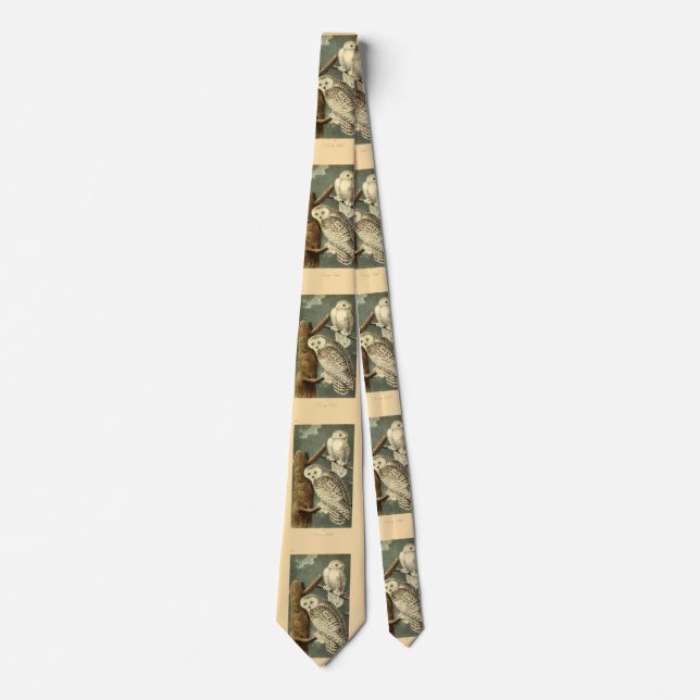 Snowy Owl Audubon Bird Artwork Tie (Front)
