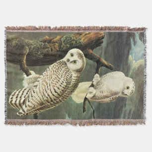 Snowy Owl - Audubon Fine Vintage Birds America Throw Blanket