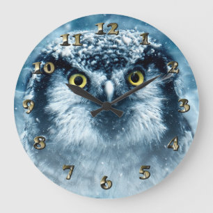 Snowy Owl Big Eyes Large Clock