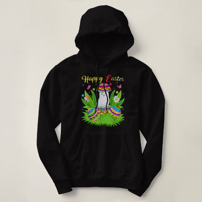 Snowy Owl Bird Lover Floral Easter Egg Snowy Owl E Hoodie (Design Front)