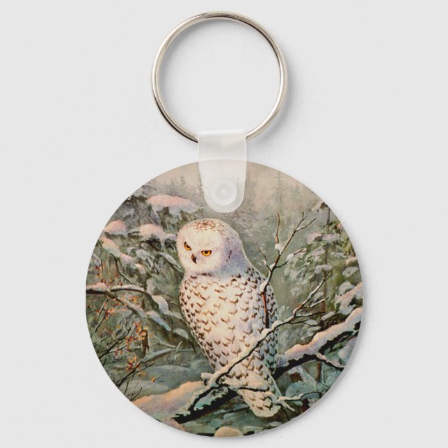 SNOWY OWL by SHARON SHARPE Key Ring (Front)